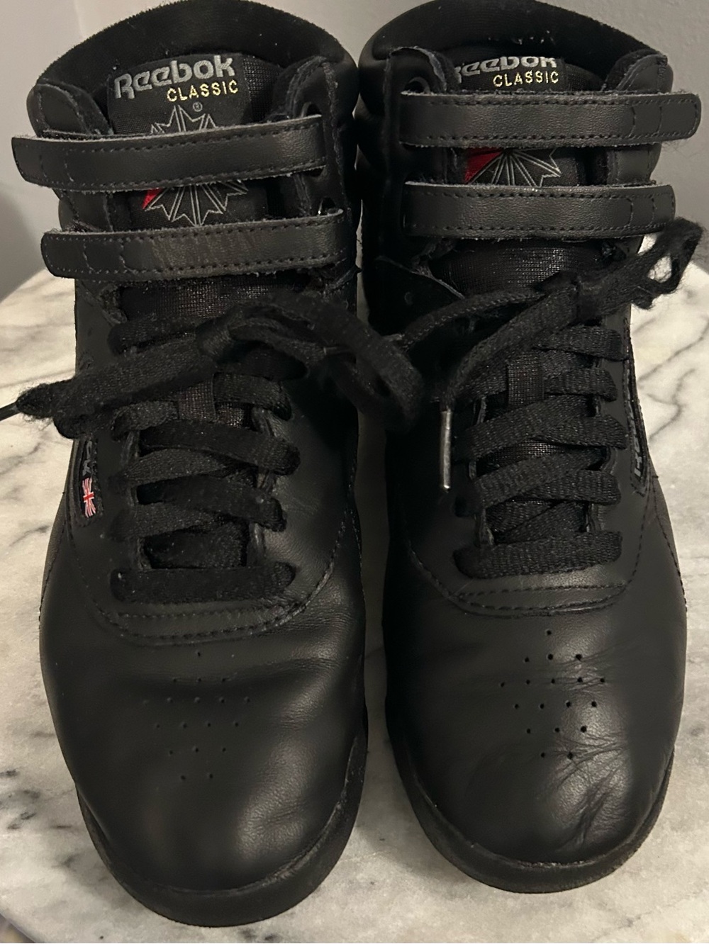 Reebok Freestyle Hi-Top Black Leather Sneakers 5411 Retro-Size 8 1/2 - Picture 4 of 7